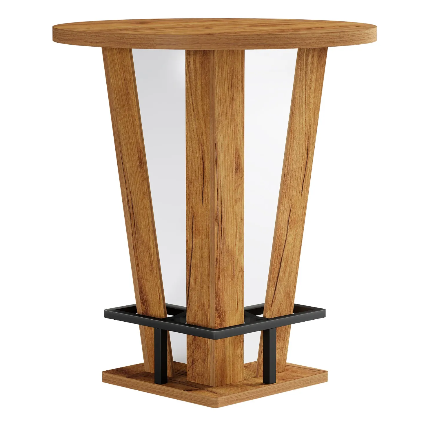 31.5" Bar Table, High Top Cocktail Bistro Pub Table with Metal Footrest