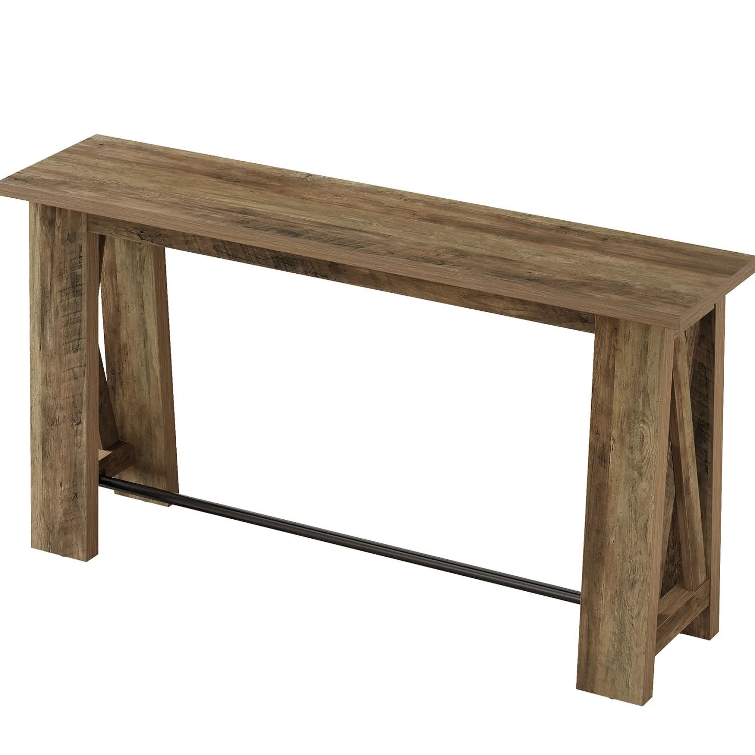 63" Bar Table, Rectangular Counter Height Pub Table with X-Frame Legs