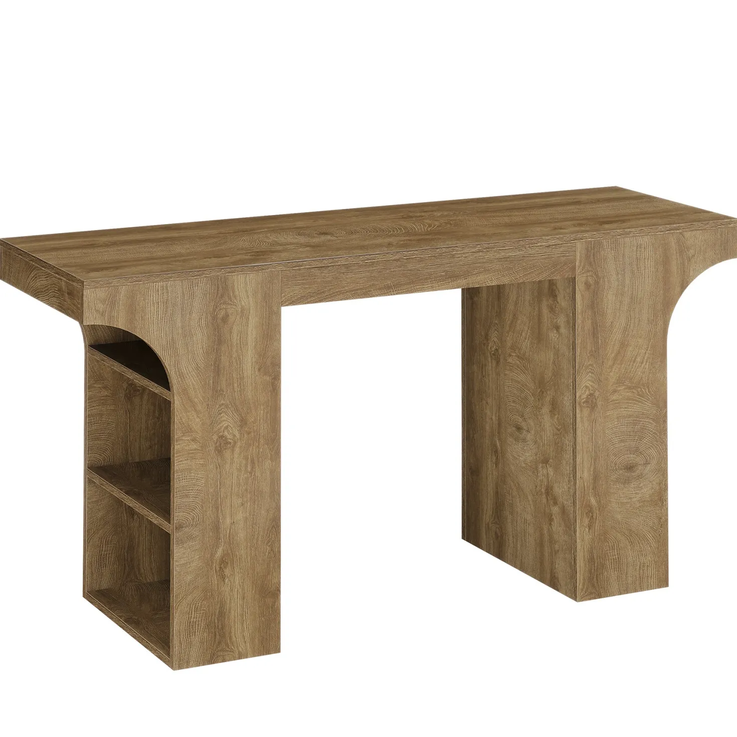63" Bar Table, Rectangular Counter Height Pub Table with Storage Shelves