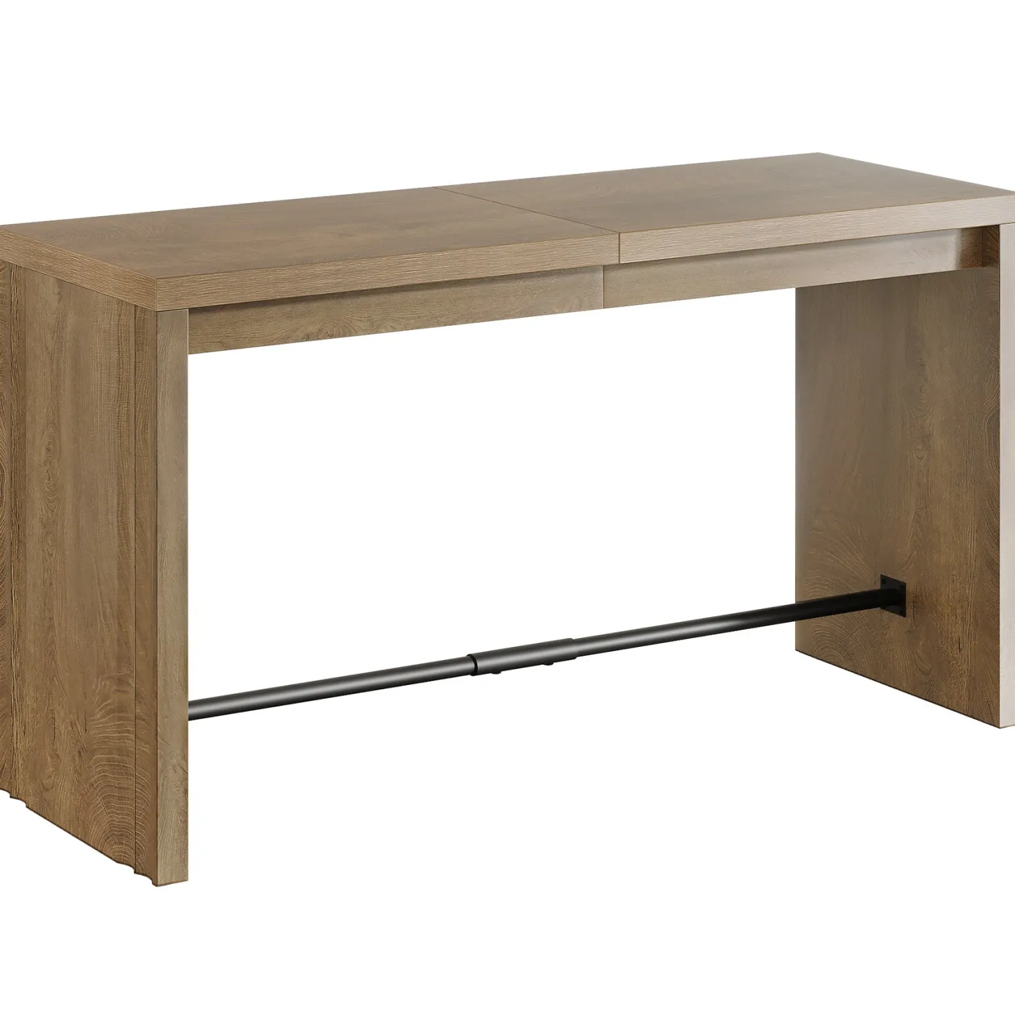 63" Bar Table, Rectangular Counter Height Pub Table with Metal Footrest