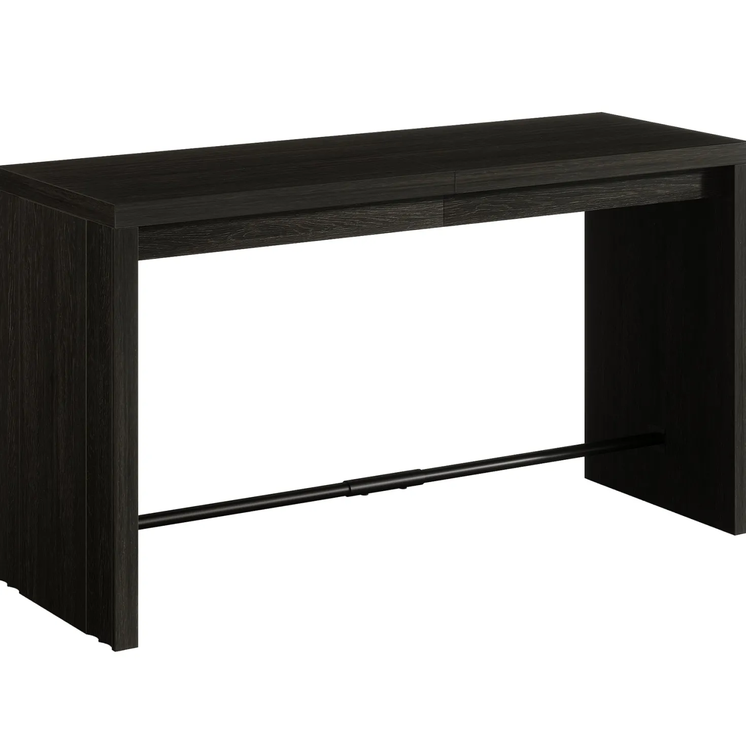 63" Bar Table, Rectangular Counter Height Pub Table with Metal Footrest