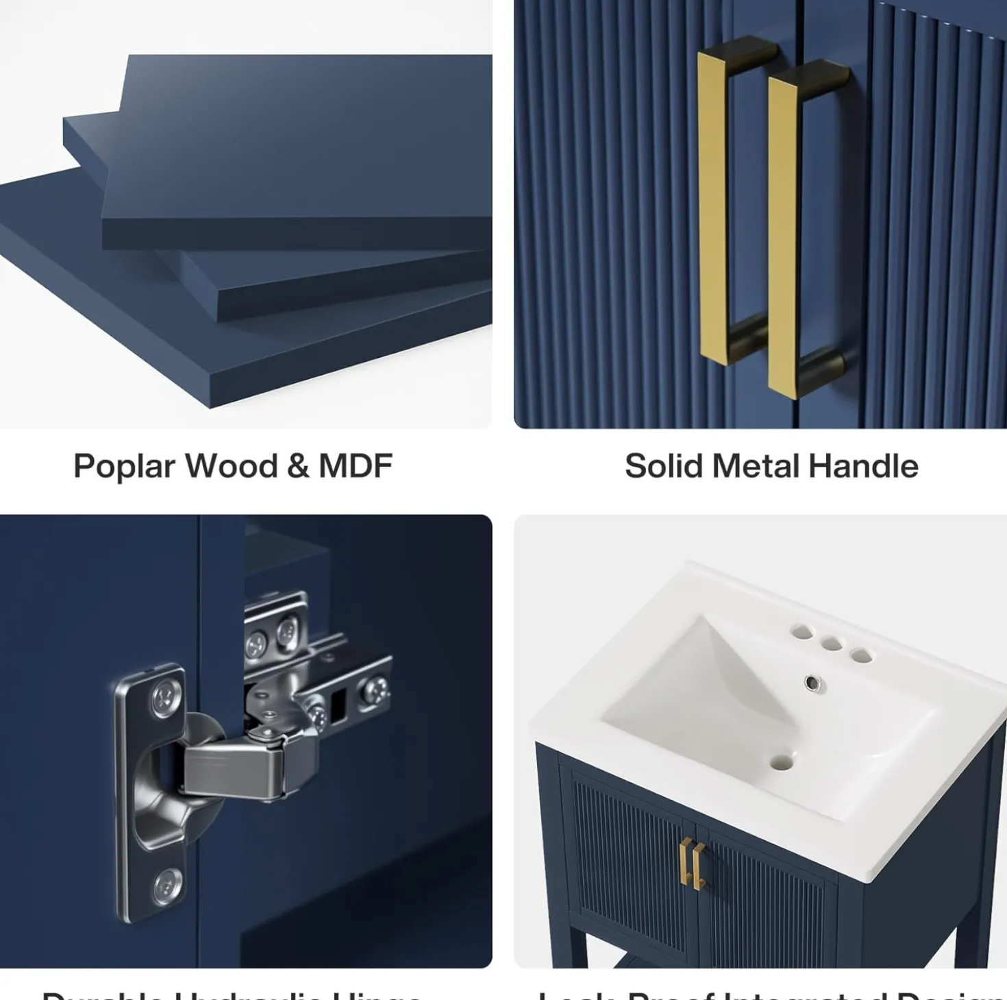 24" Bathroom Vanity, Modern Bathroom Sink Cabinet with Ceramic Basin and 2 Doors