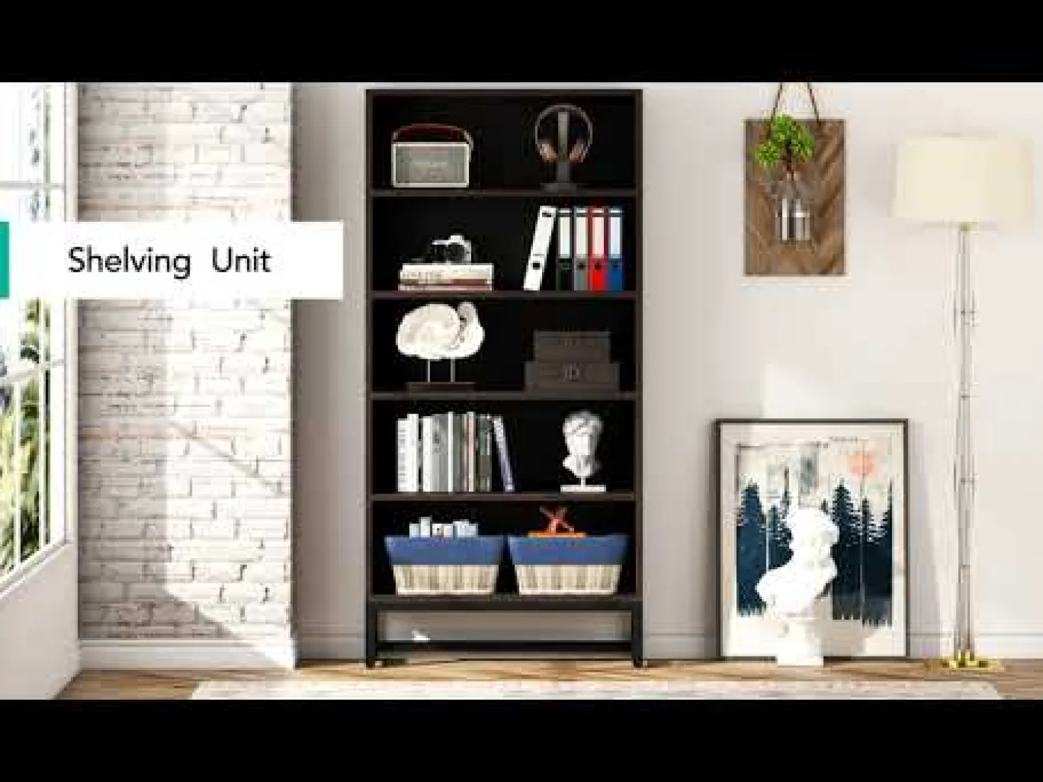 70.8" Bookcase, Large Bookshelf Organizer with 5-Tier Storage Shelves