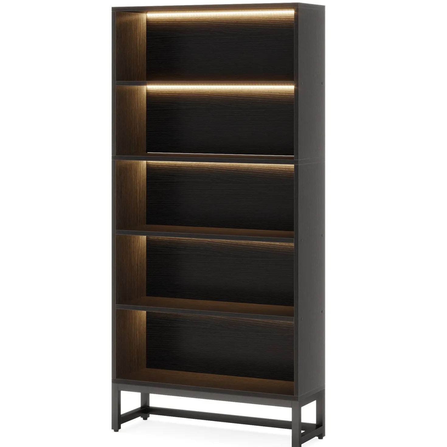 70.8" Bookcase, Large Bookshelf Organizer with 5-Tier Storage Shelves