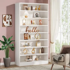 71" Bookcase, Modern 9-Tier Bookshelf Freestanding Display Shelf