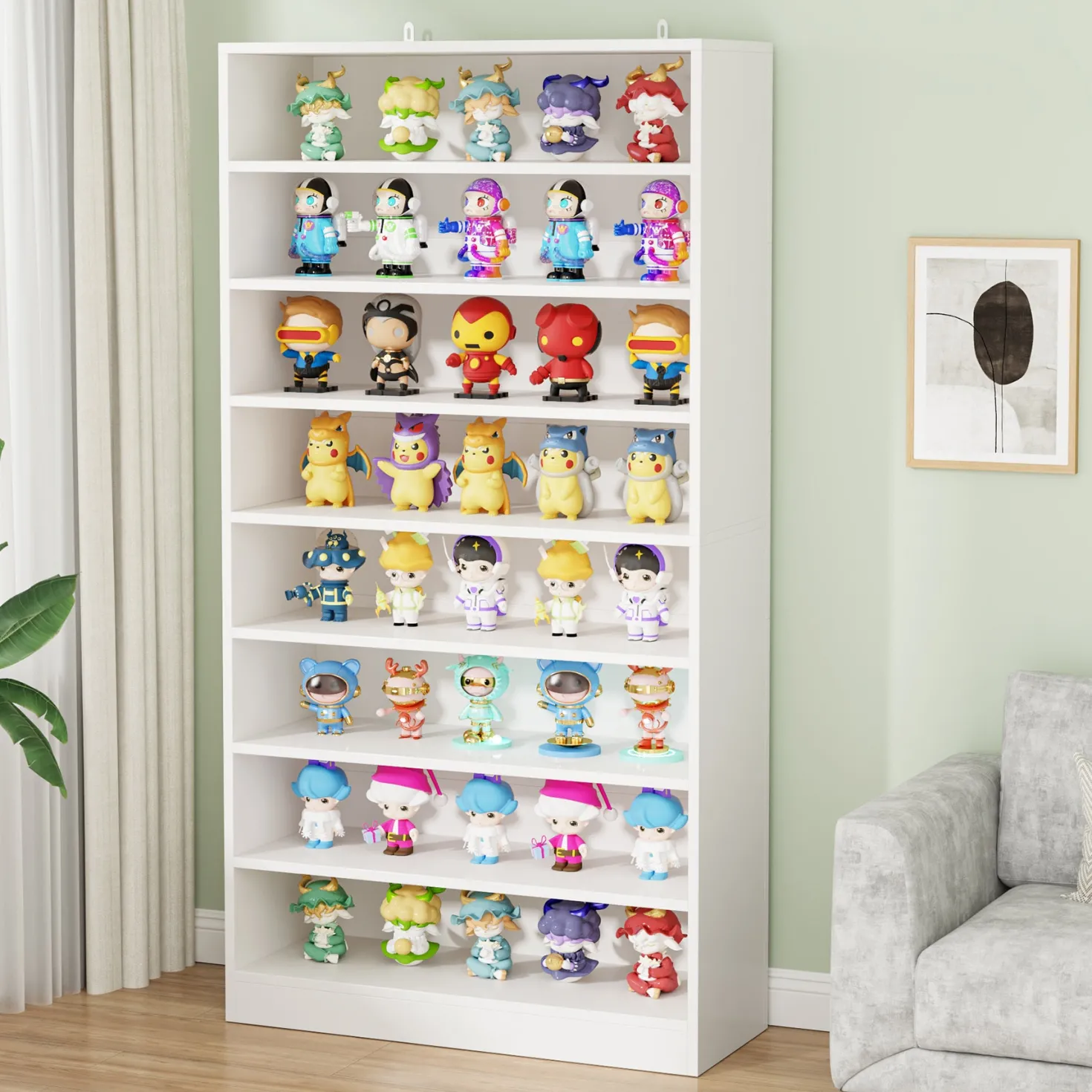 71" Bookcase, Modern 9-Tier Bookshelf Freestanding Display Shelf