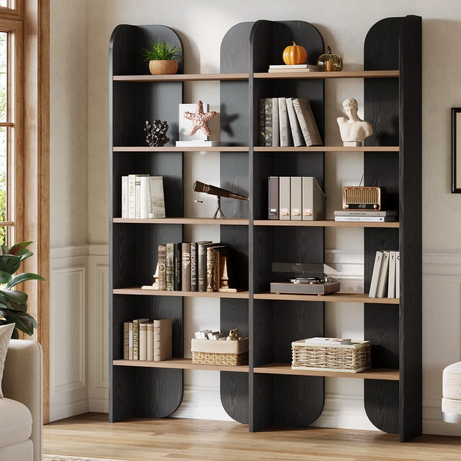 70.8" Bookshelf, 5-Tier Bookcase with Open Display Shelves