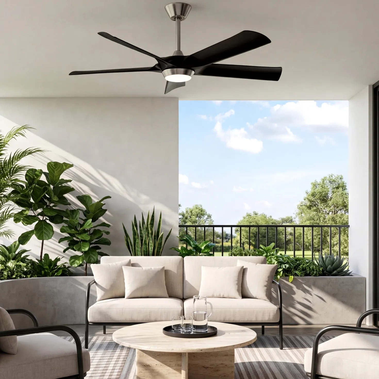 52" Ceiling Fan, Modern 5-Blade Dimmable LED Reversible Fan Light for Living Room