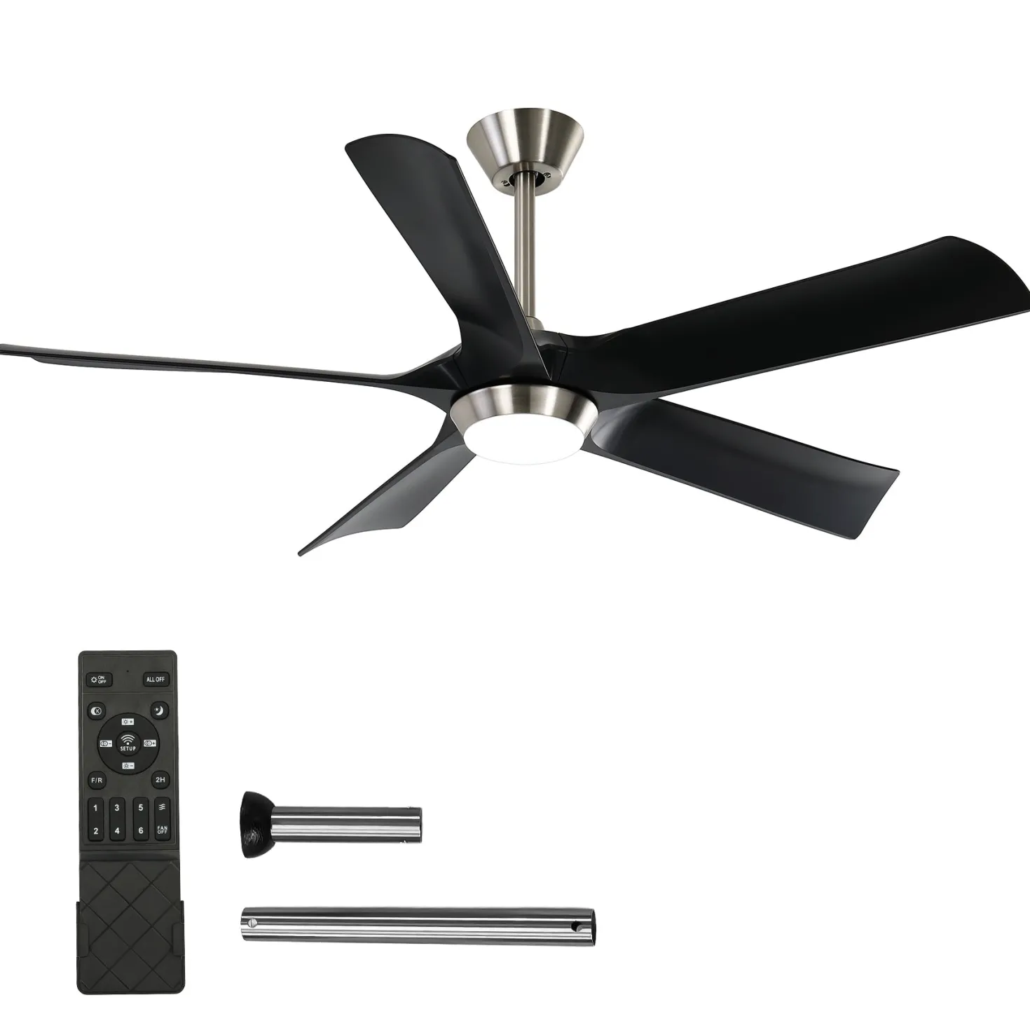 52" Ceiling Fan, Modern 5-Blade Dimmable LED Reversible Fan Light for Living Room