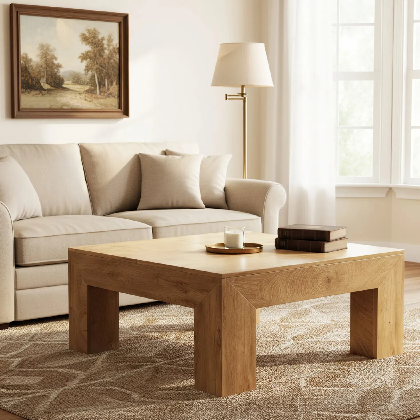39" Coffee Table, Farmhouse Square Accent Center Cocktail Table