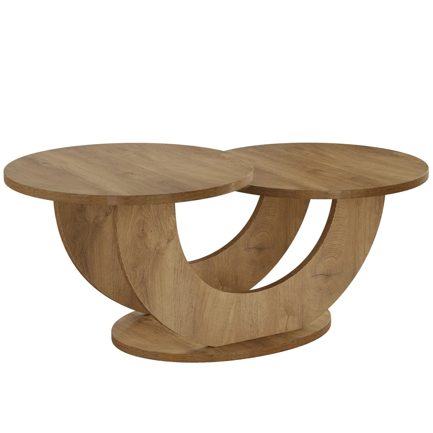 45" Coffee Table, 2-Tier Accent Center Cocktail Table with U-Shaped Frame