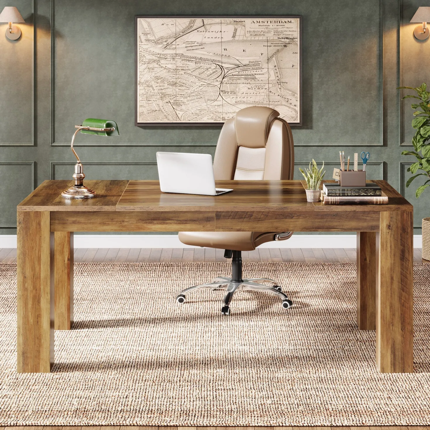 63" Computer Desk, Executive Desk Office Writing Table Workstation