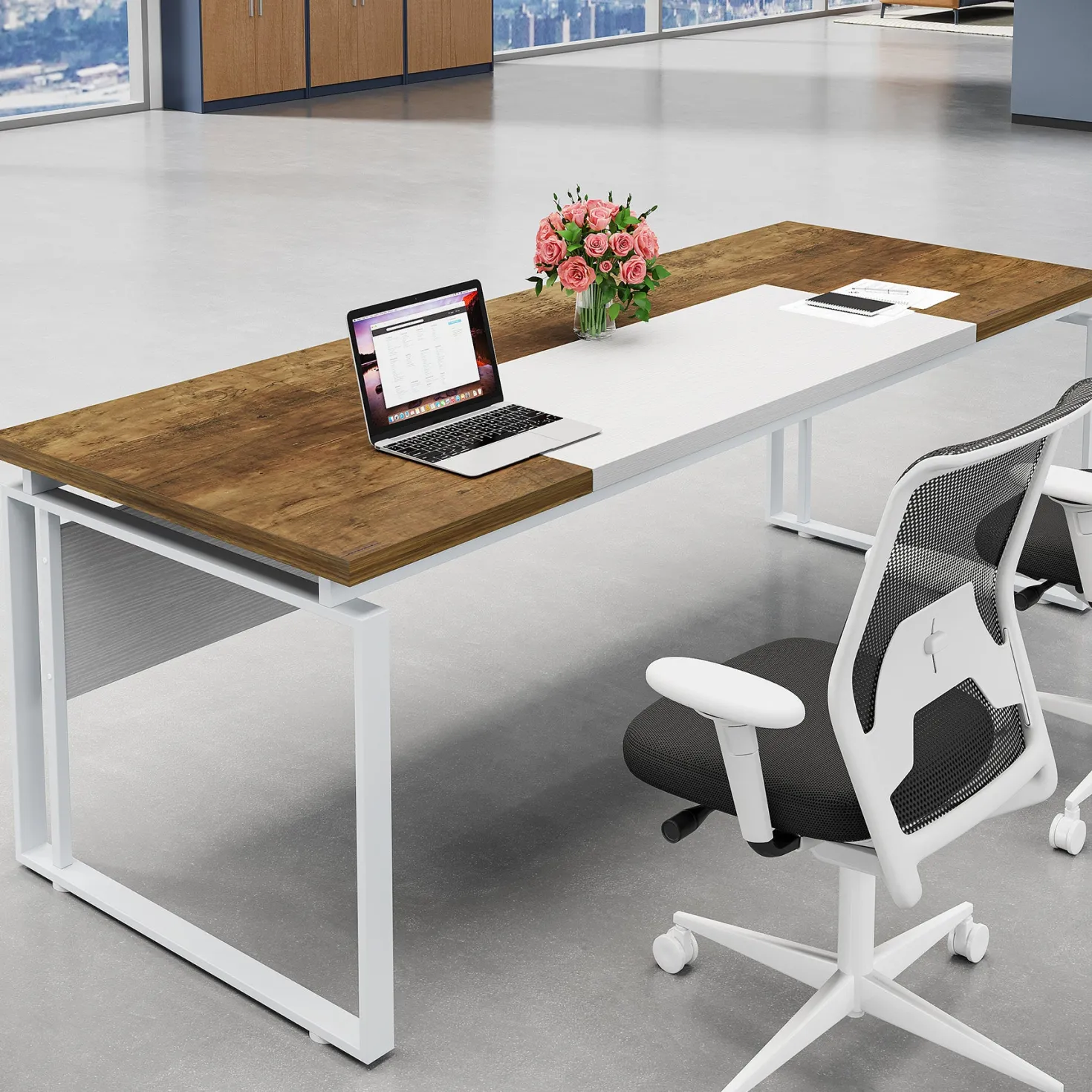 63" Computer Desk, Modern Executive Desk with Sturdy Legs