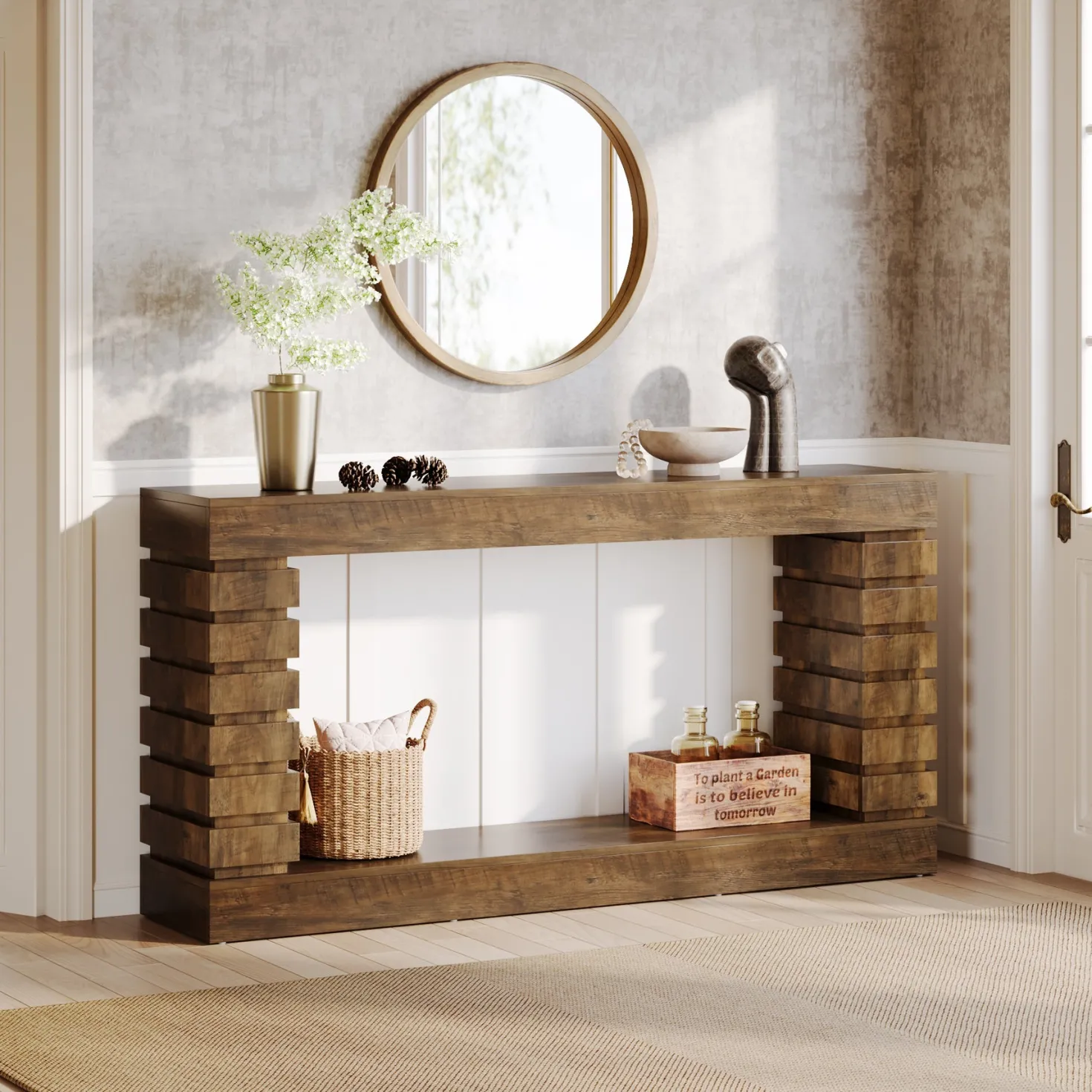 70.8" Console Table, Wood Rectangular Sofa Table for Living Room