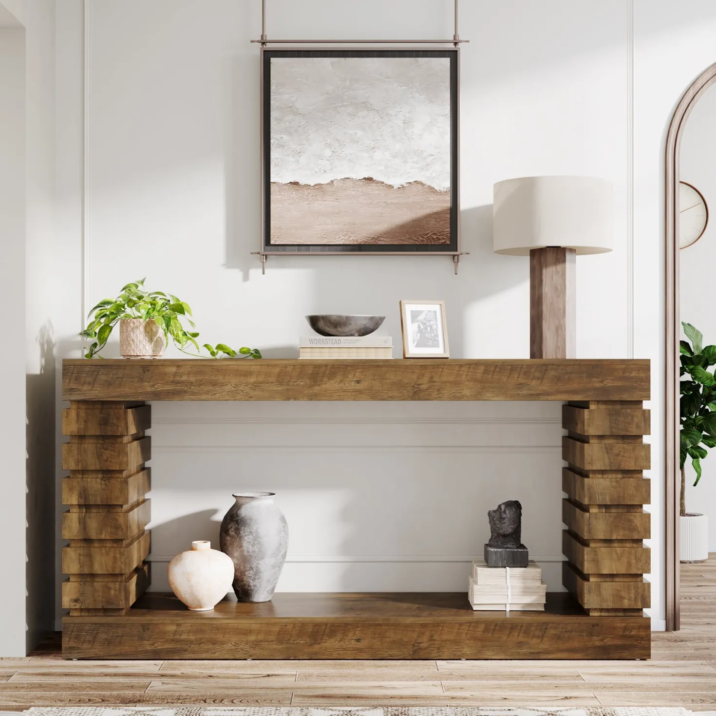 70.8" Console Table, Wood Rectangular Sofa Table for Living Room