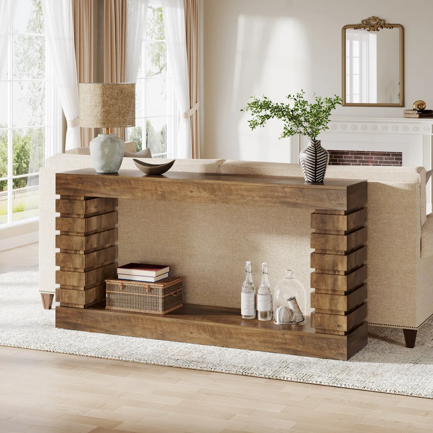 70.8" Console Table, Wood Rectangular Sofa Table for Living Room