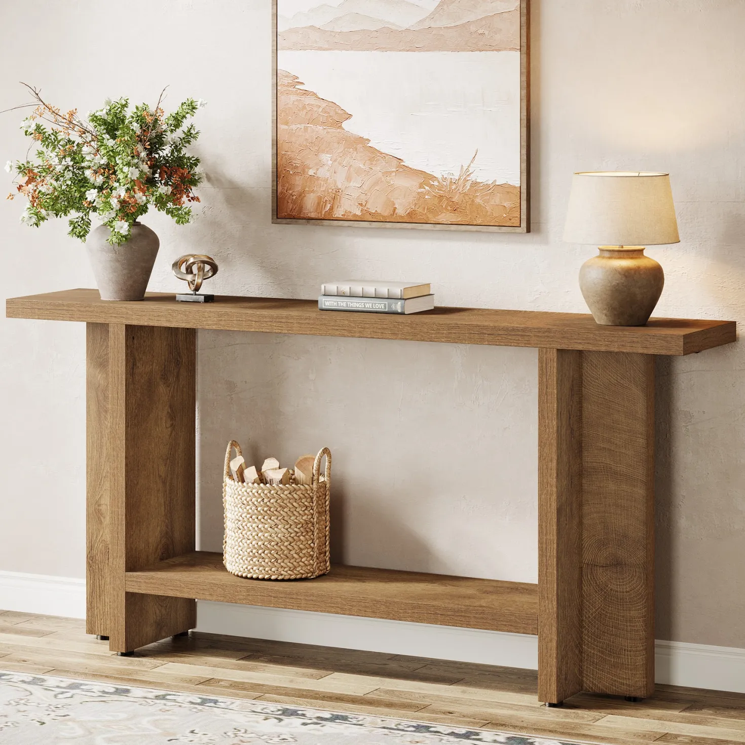 59" Console Table, Farmhouse Sofa Table Hallway Table