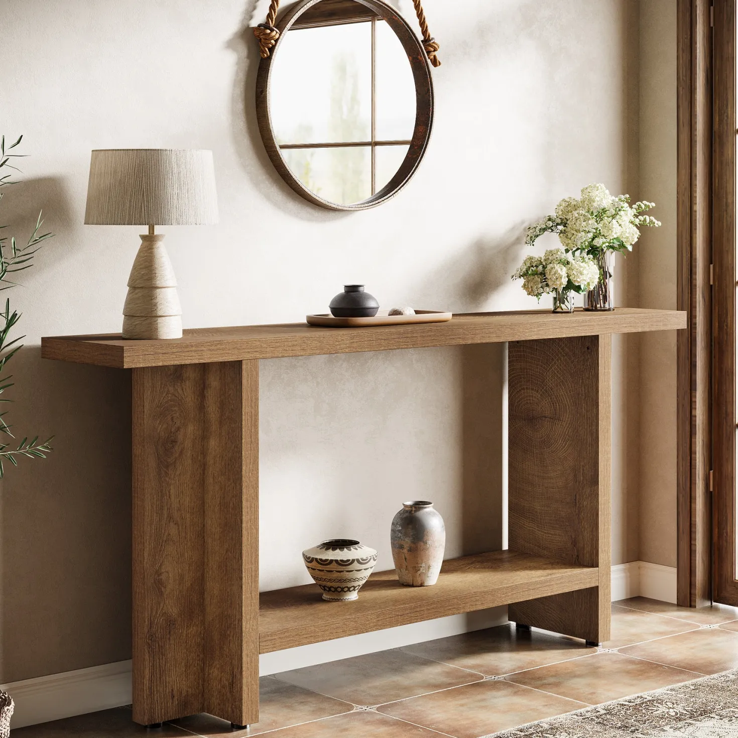 59" Console Table, Farmhouse Sofa Table Hallway Table