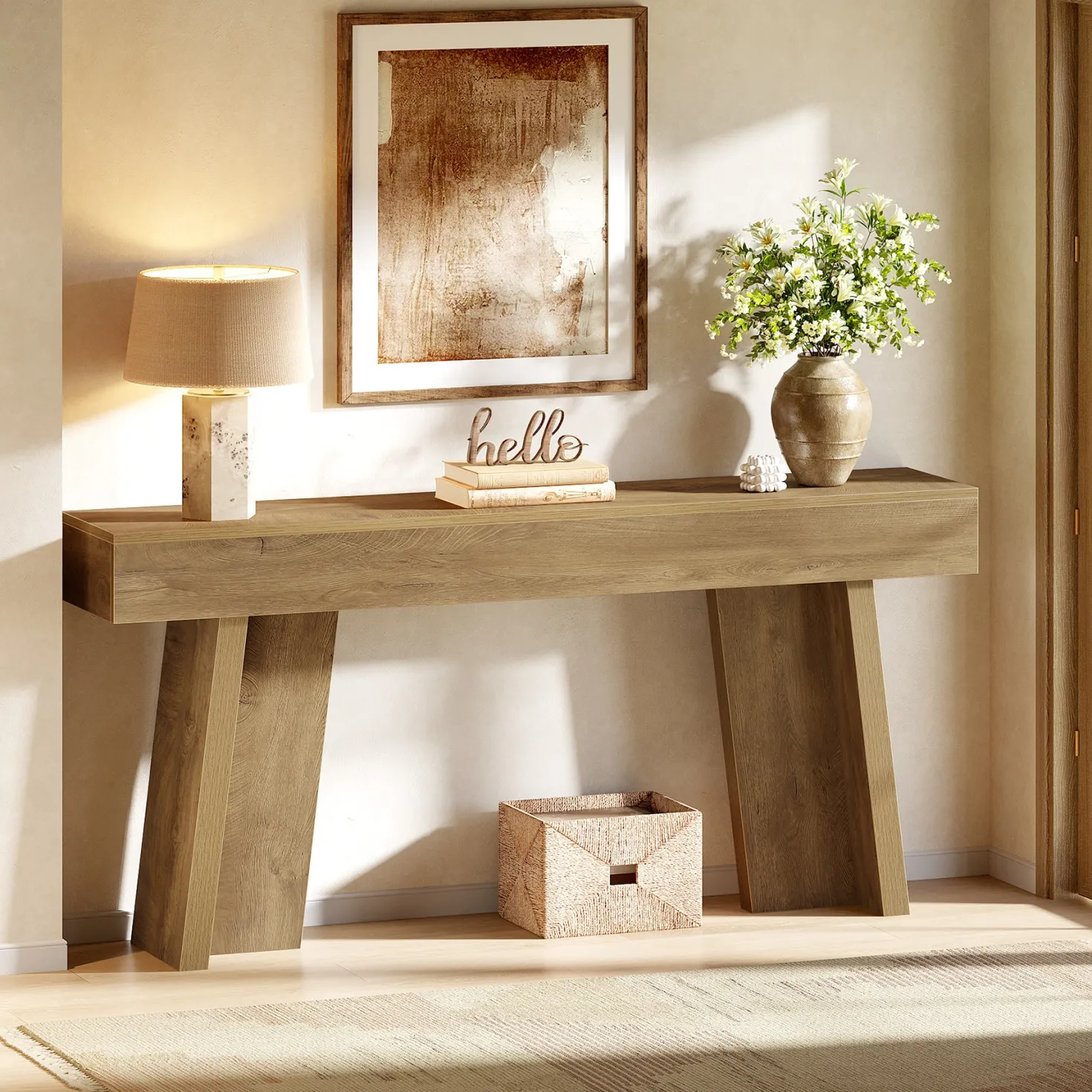 70.9" Console Table, Farmhouse Narrow Entryway Table Behind The Couch