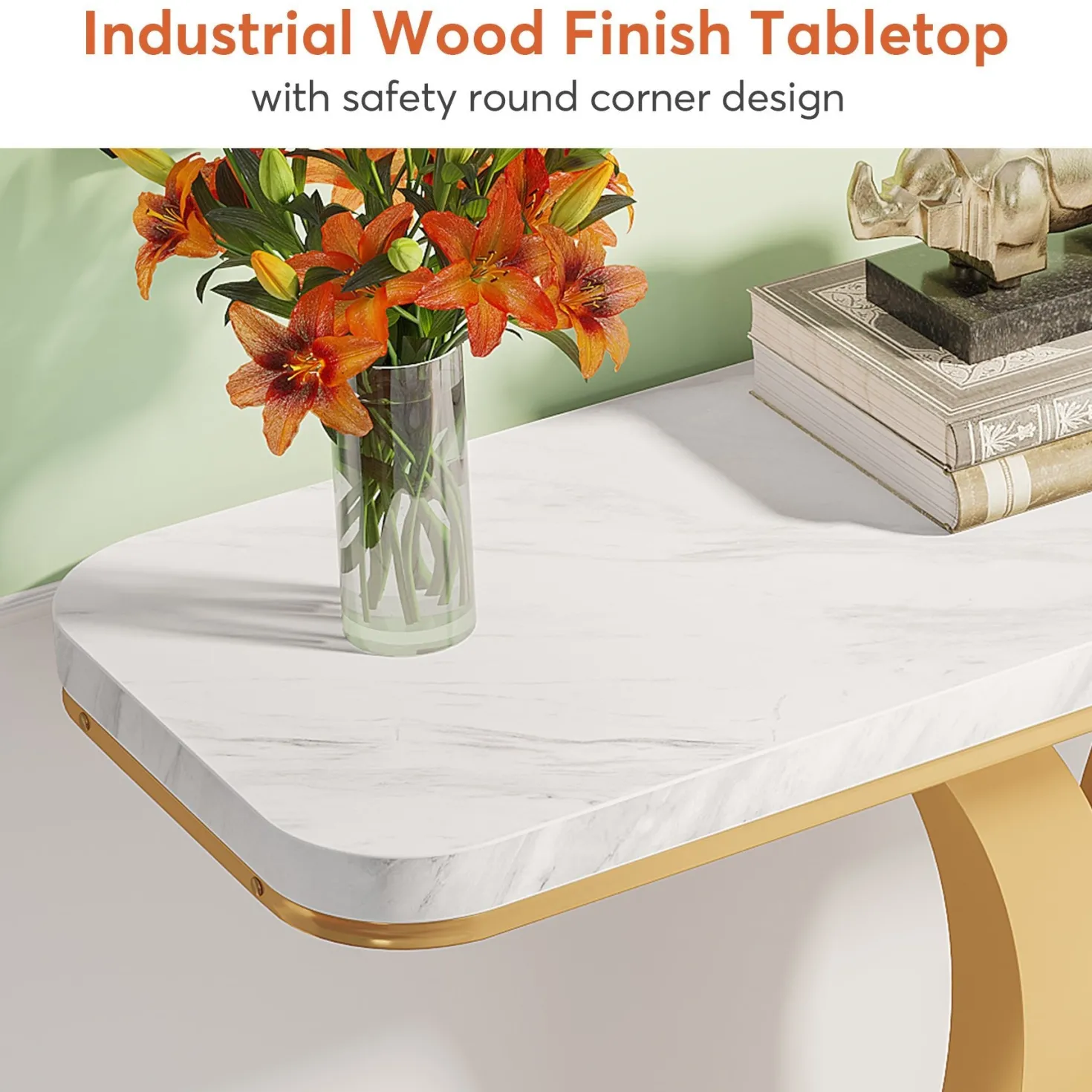 40" Console Table, Narrow Entryway Foyer Table with Geometric Base