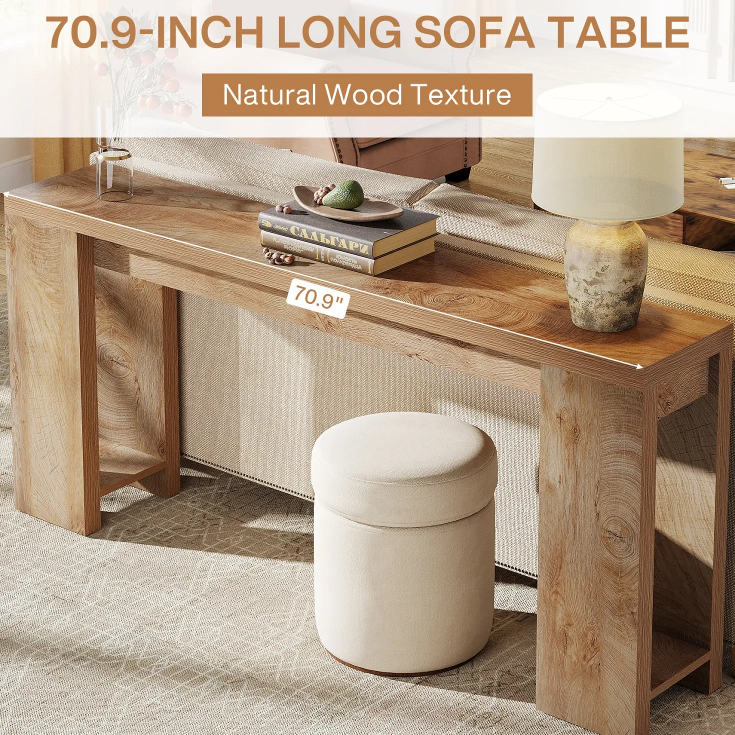 70.9" Console Table, Narrow Entryway Sofa Table Behind Couch for Hallway
