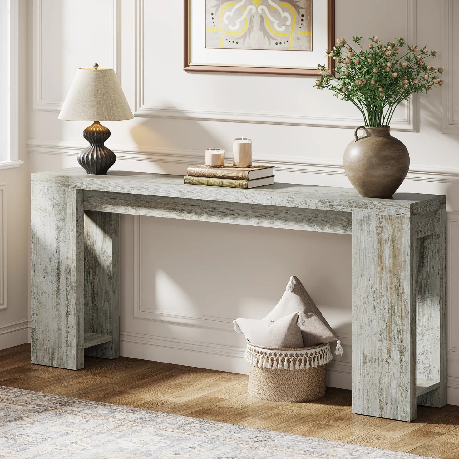 70.9" Console Table, Narrow Entryway Sofa Table Behind Couch for Hallway