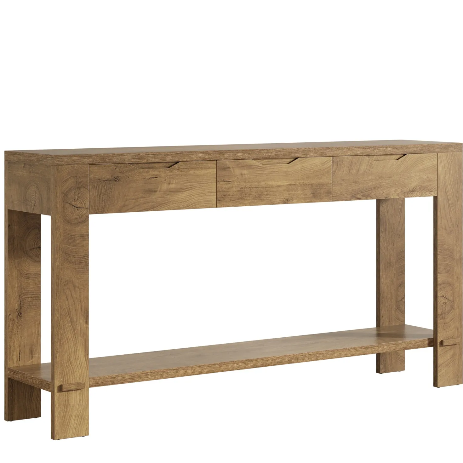 67“ Console Table, Narrow Farmhouse Entryway Table with 3 Storage Drawers
