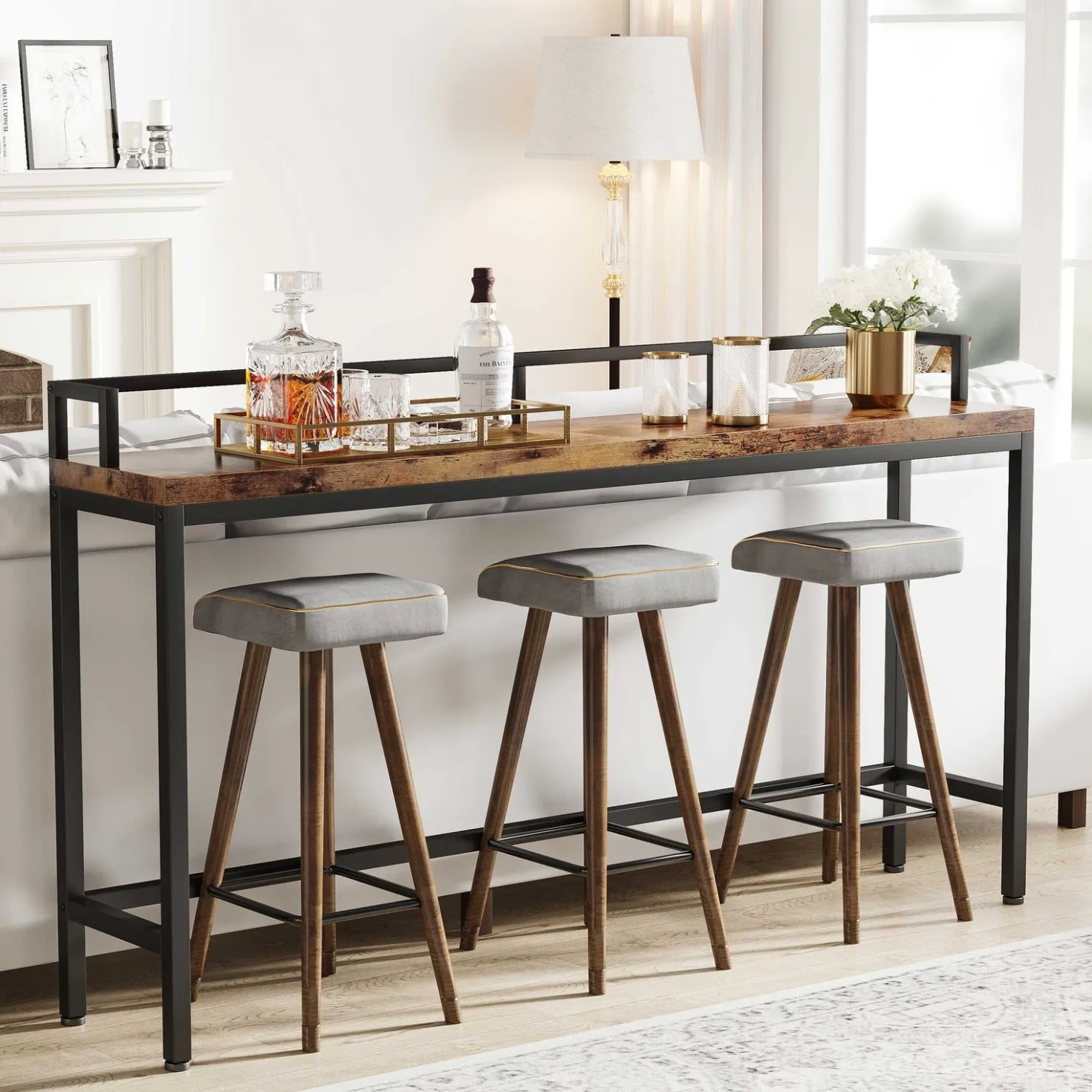 70.9" Console Table, Narrow Sofa Accent Table Behind Couch