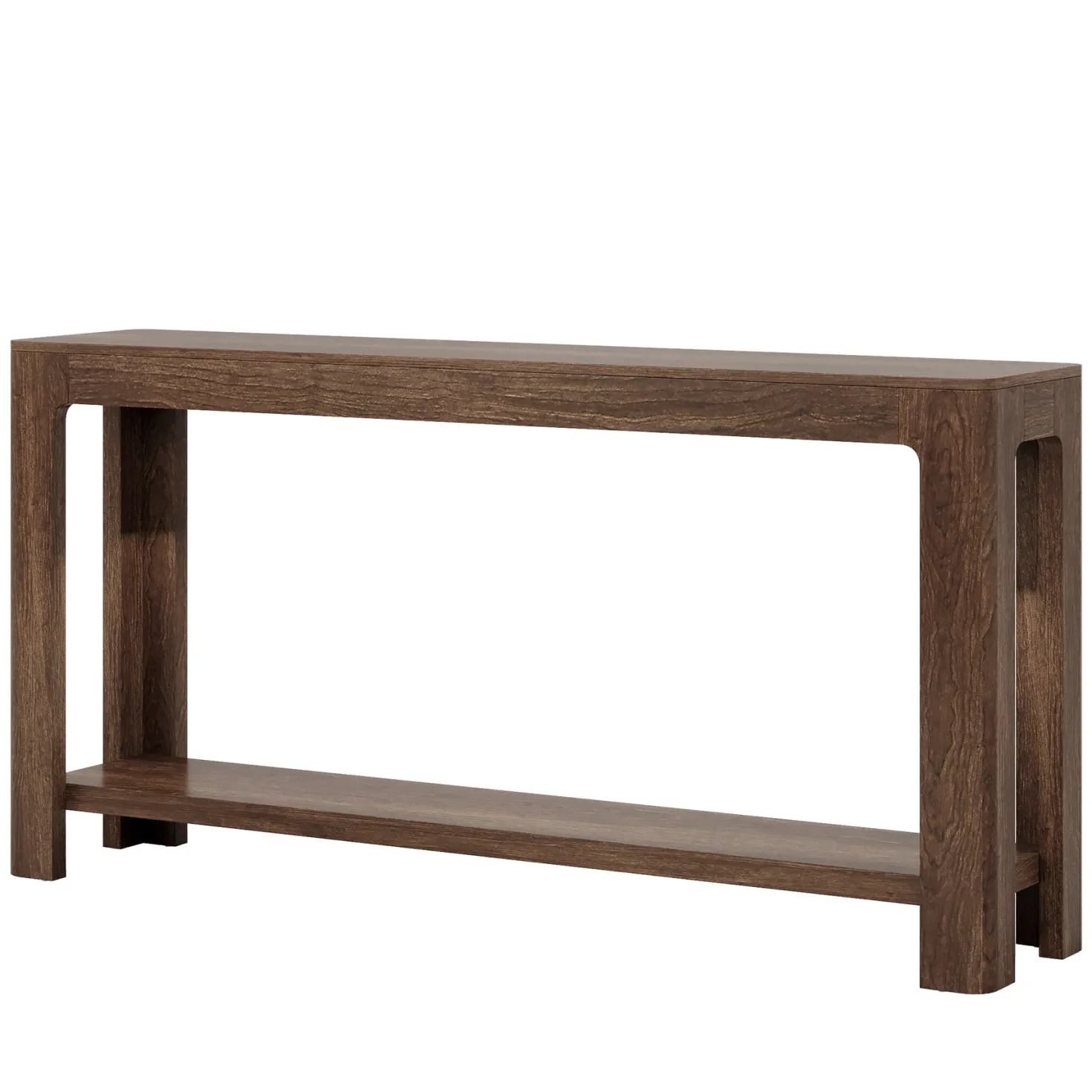 63" Console Table, Narrow 2-Tier Sofa Table Accent Entrance Console