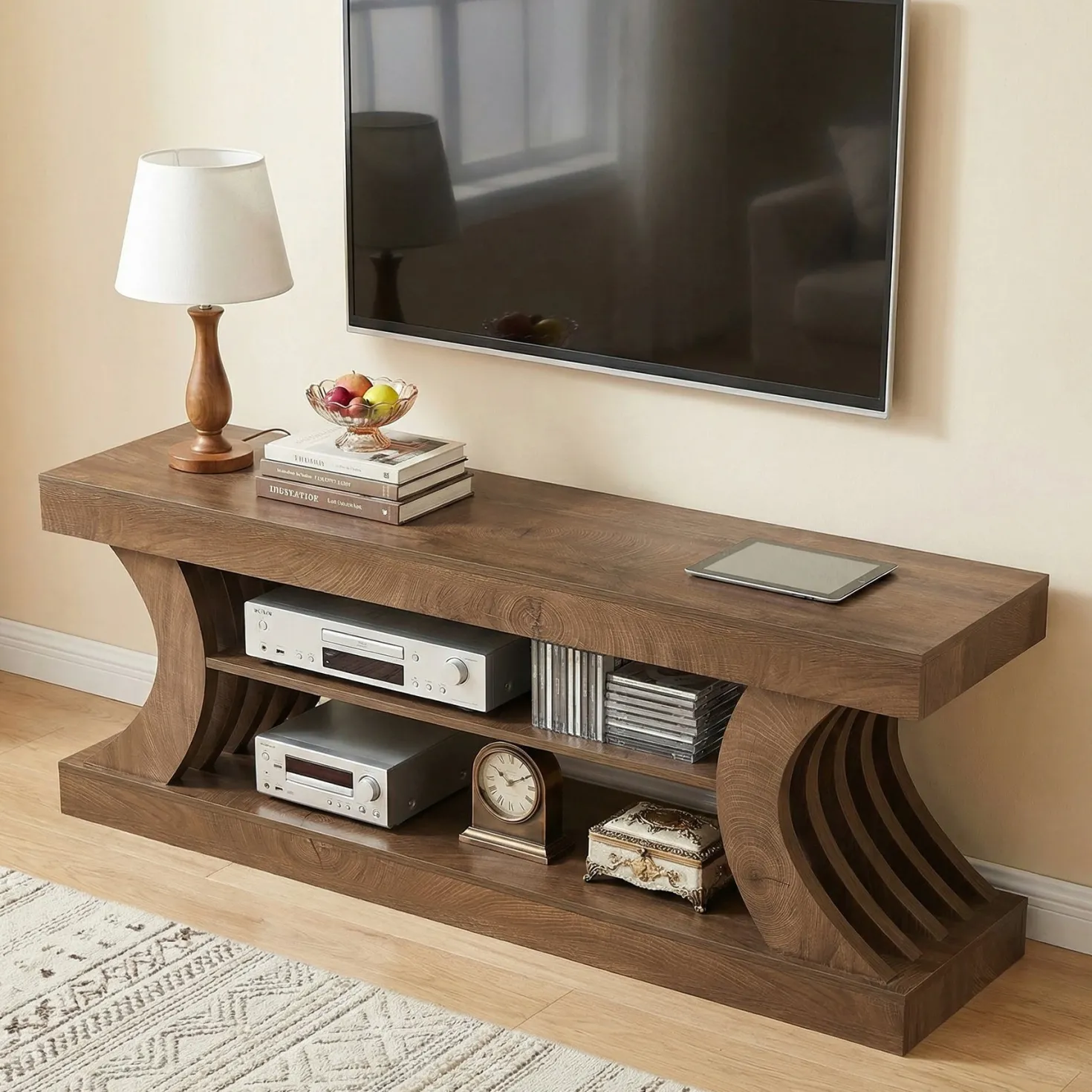 63" Console Table, 3-Tier Entryway Table with Storage for Living Room