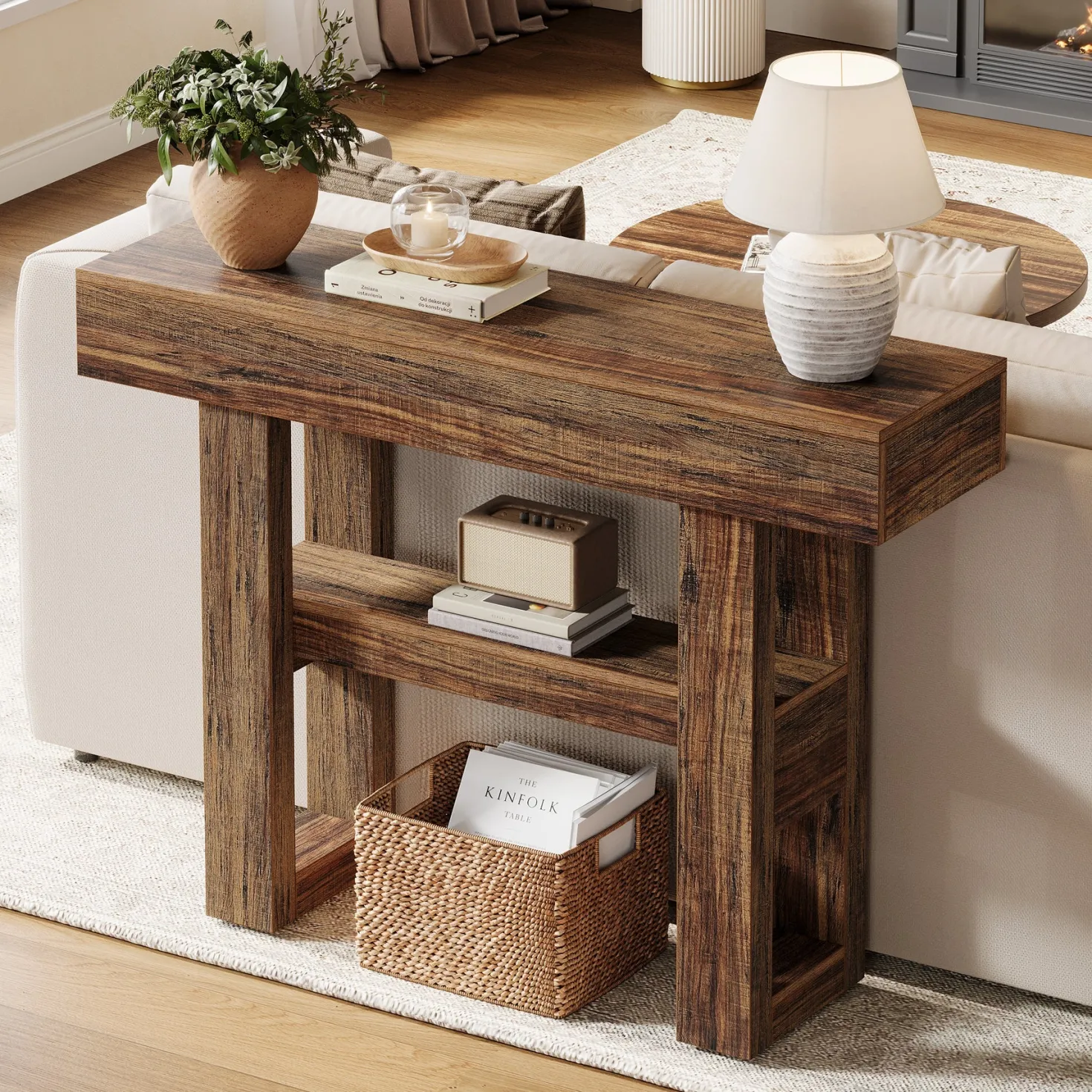 41.3" Console Table, 2-Tier Narrow Sofa Entryway Table with Storage