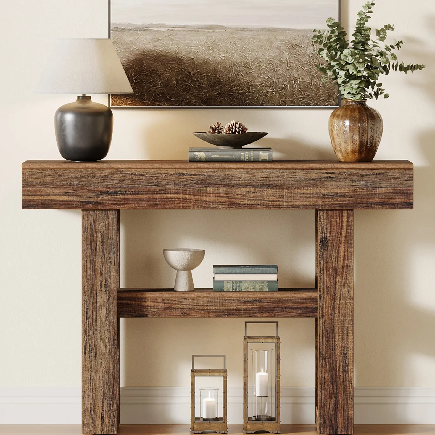 41.3" Console Table, 2-Tier Narrow Sofa Entryway Table with Storage