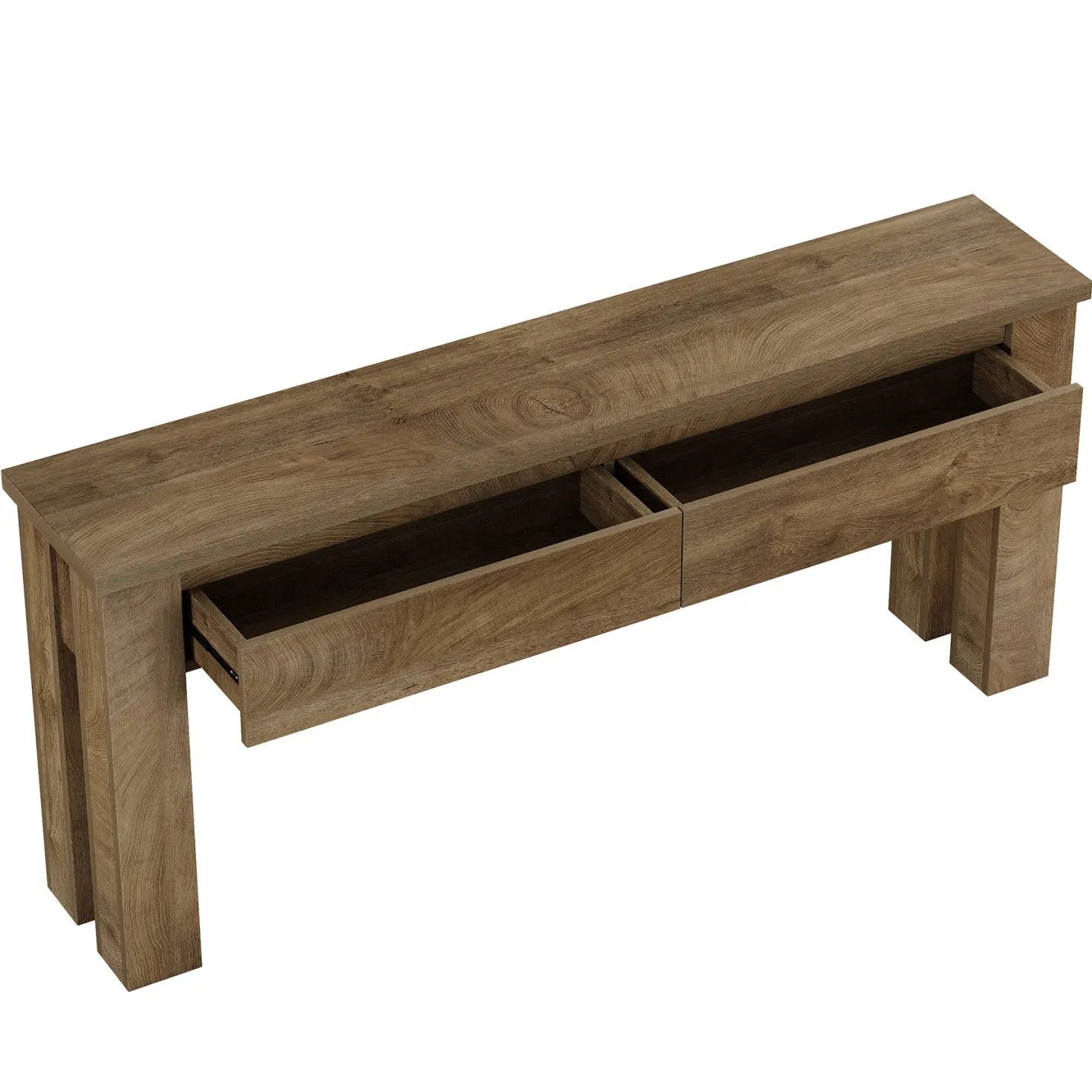 63" Console Table with 2 Drawers, Farmhouse Entryway Sofa Table Behind Couch