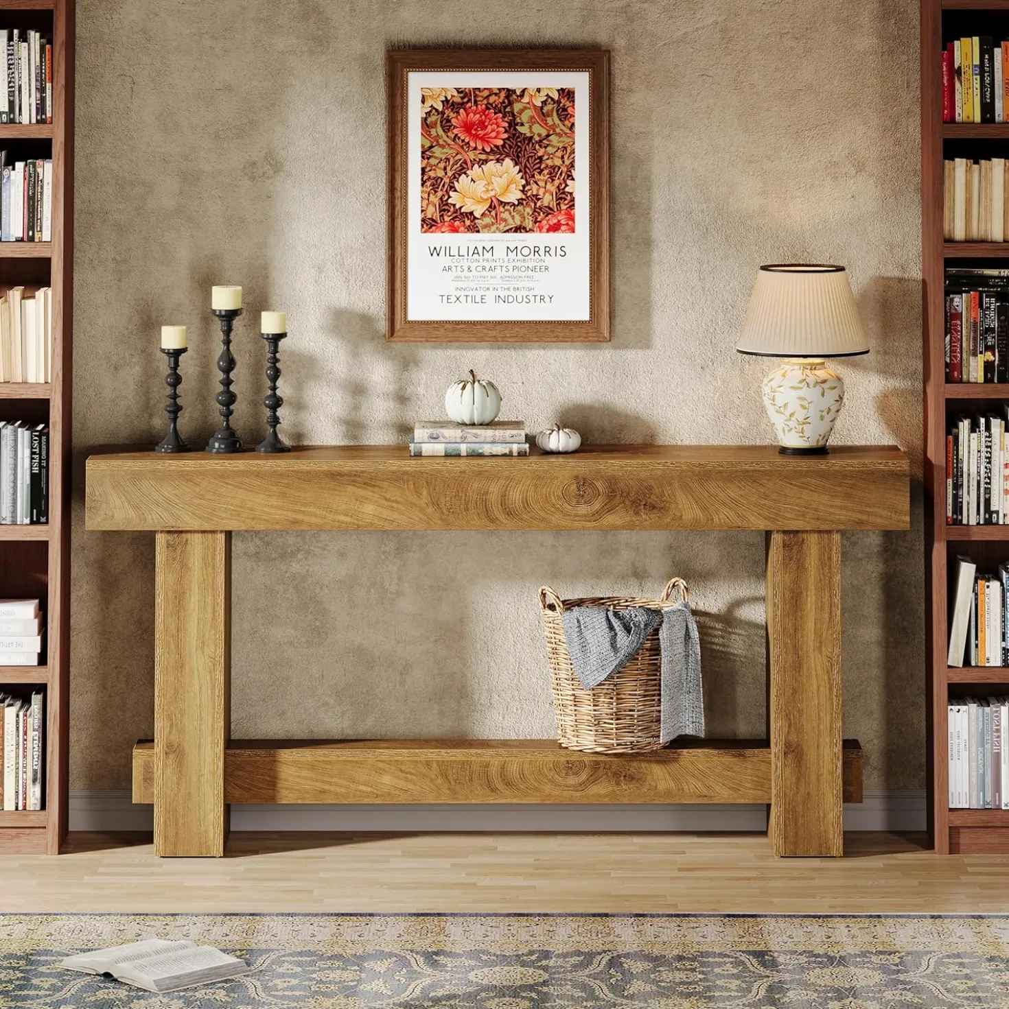 70.9" Console Table, Wooden Farmhouse Sofa Table Hallway Table
