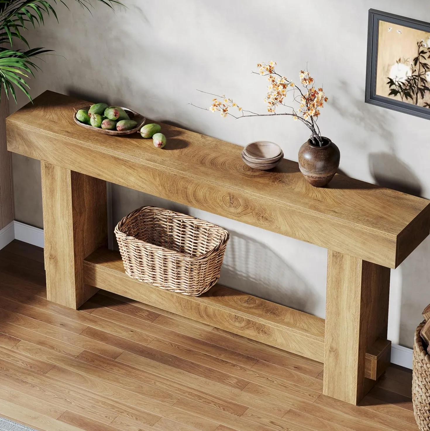 70.9" Console Table, Wooden Farmhouse Sofa Table Hallway Table