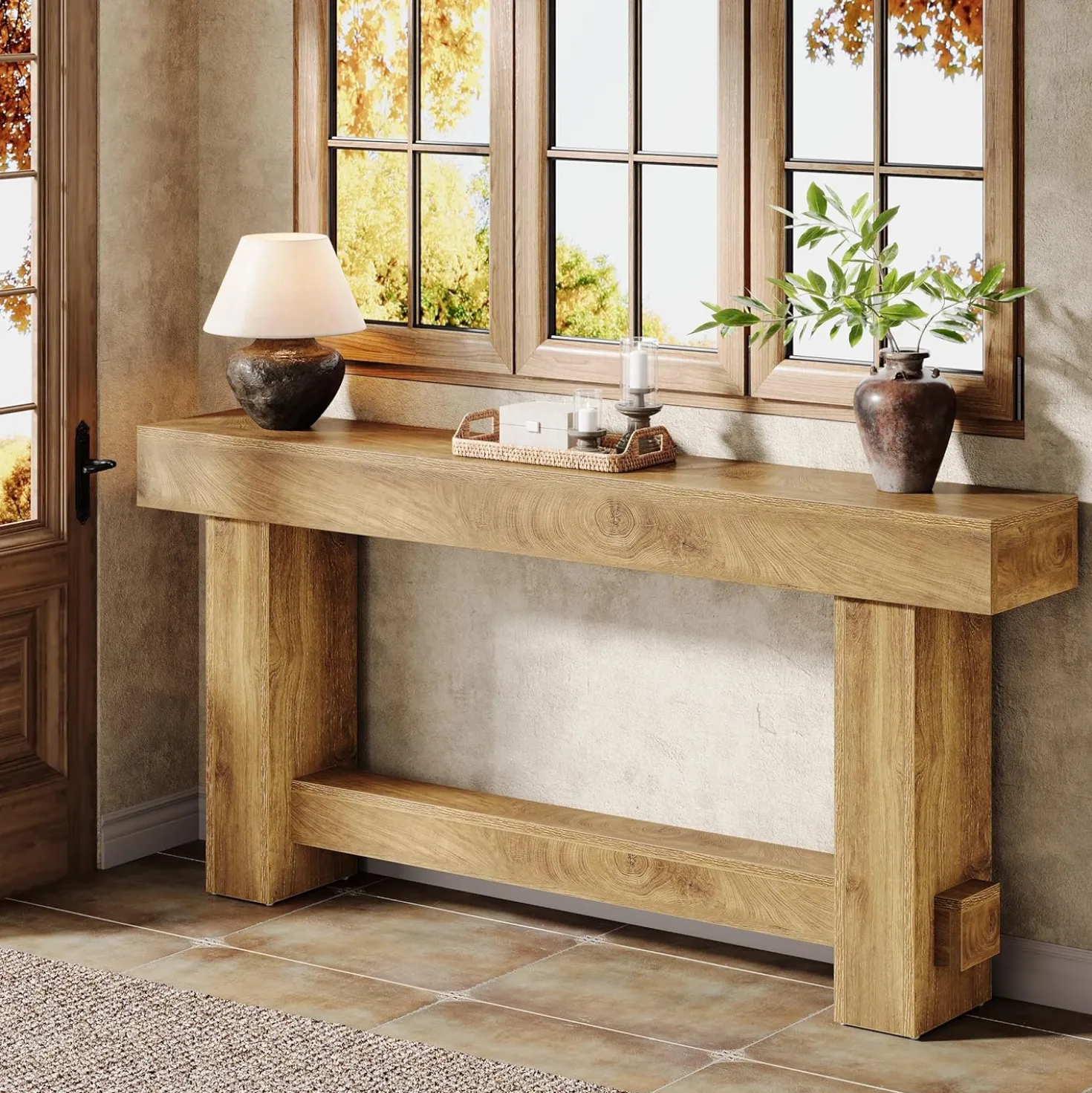70.9" Console Table, Wooden Farmhouse Sofa Table Hallway Table