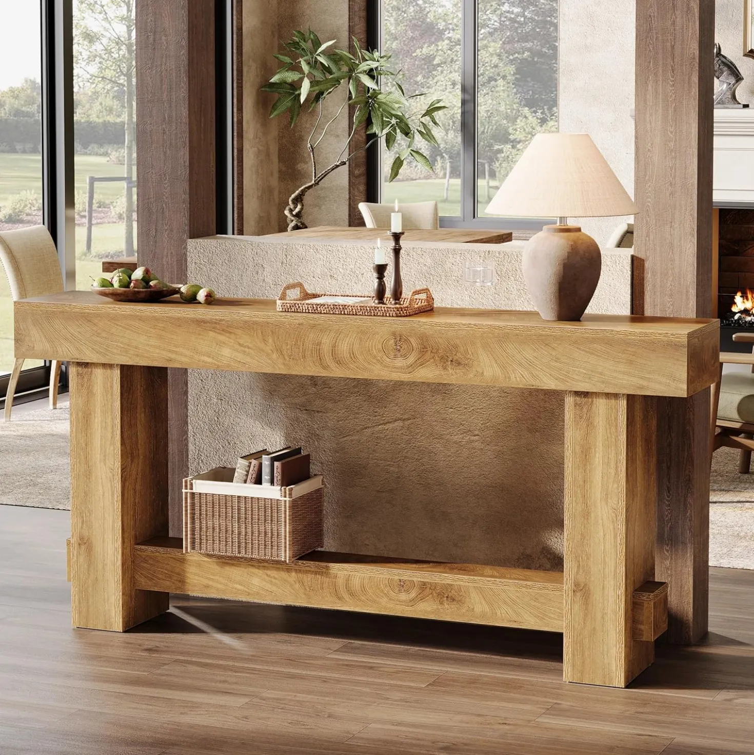 70.9" Console Table, Wooden Farmhouse Sofa Table Hallway Table