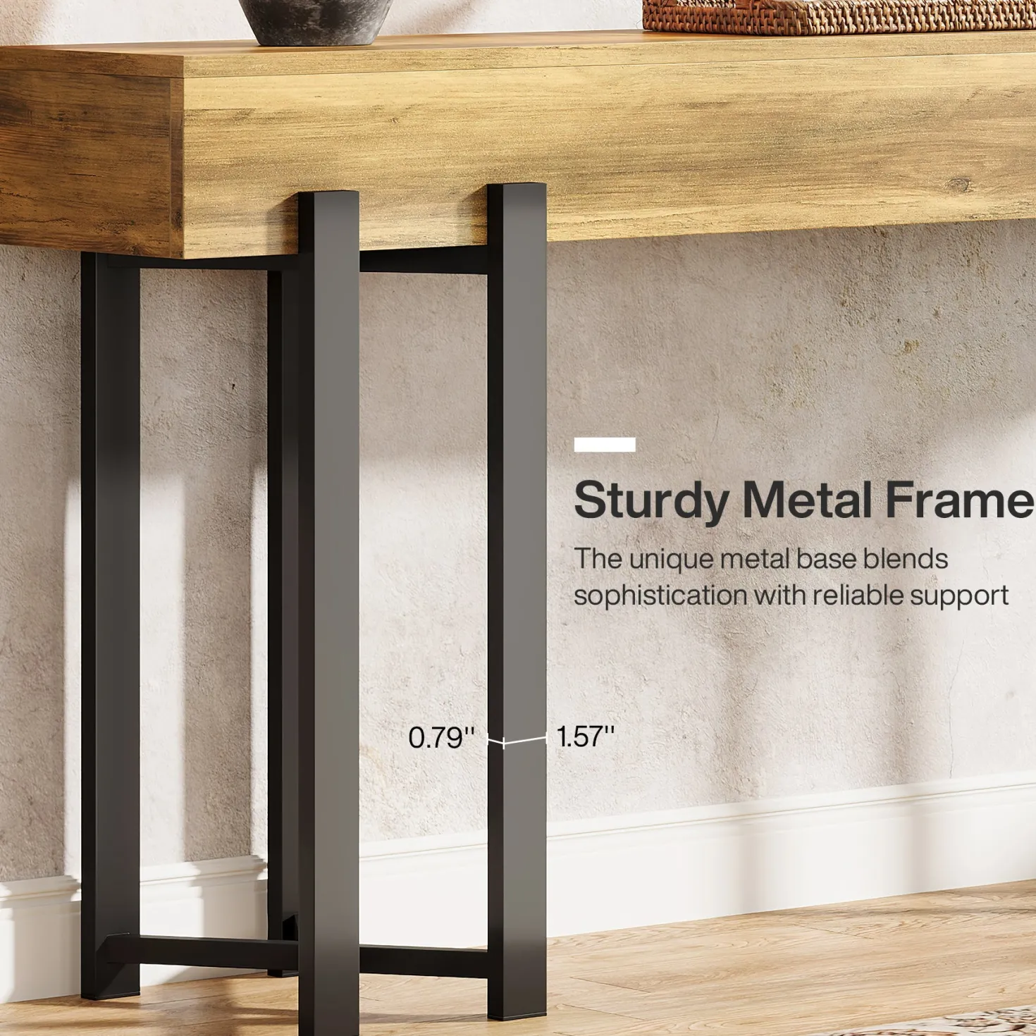 63" Console Table, Wooden Sofa Table Hallway Foyer Table