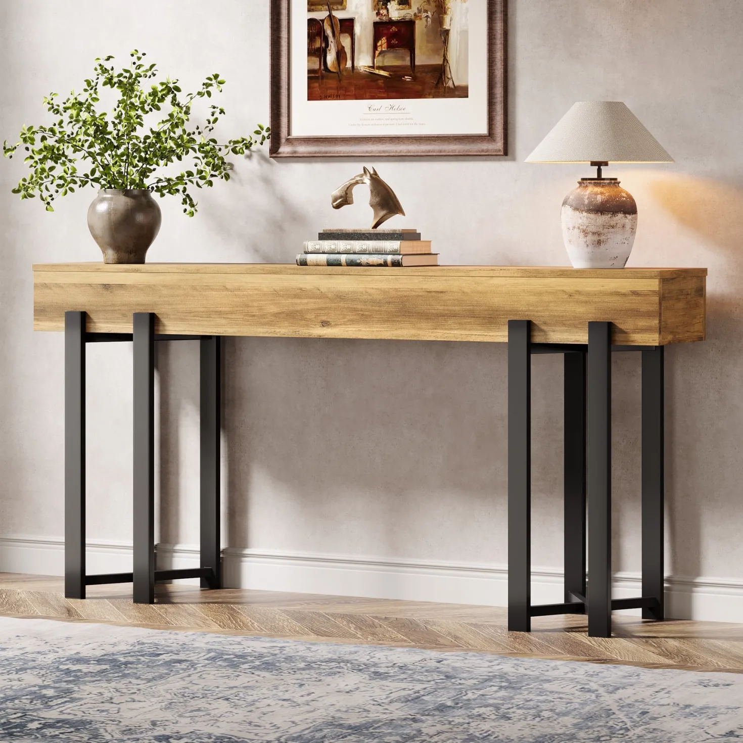 63" Console Table, Wooden Sofa Table Hallway Foyer Table
