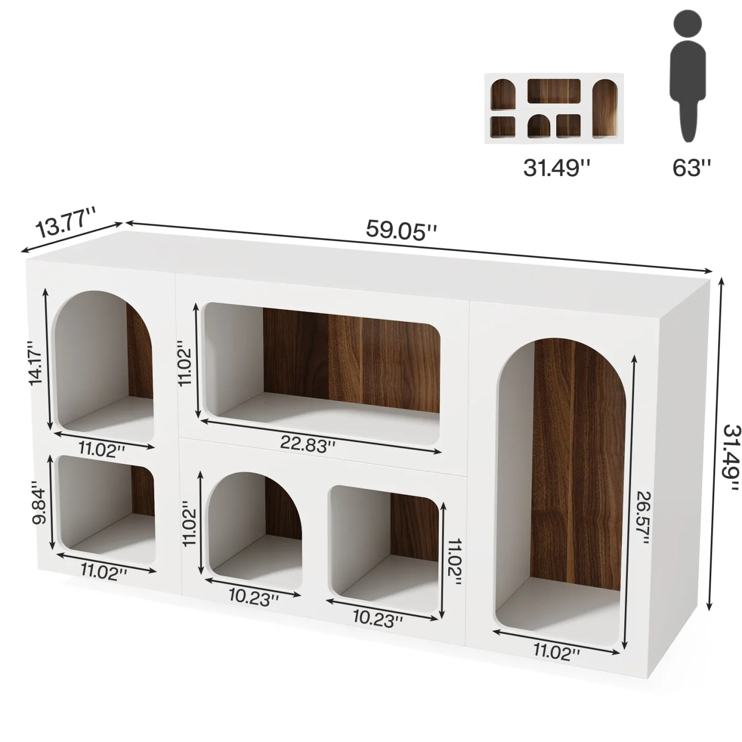 59" Console Table, Wooden Sofa Table Storage Organizer Entrance Table