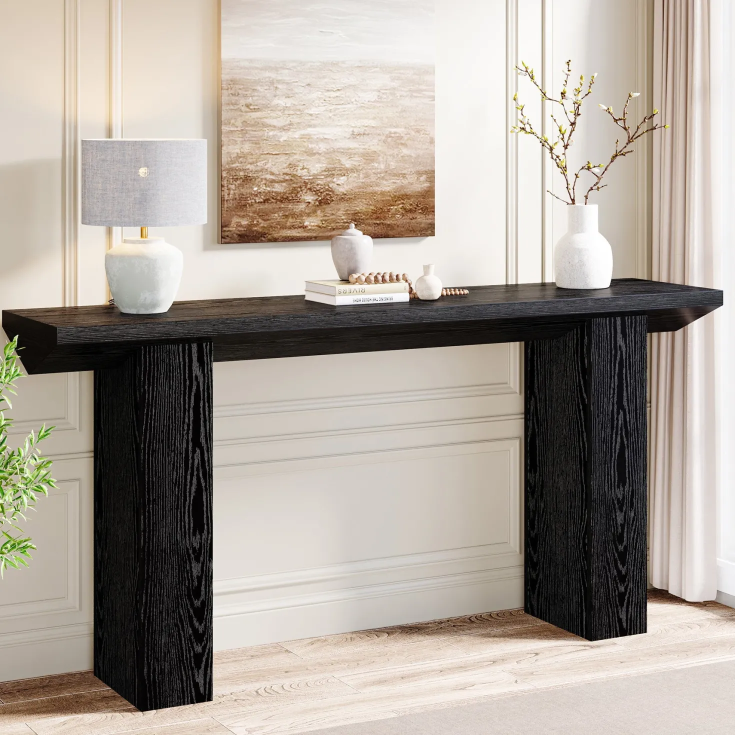 63" Console Table, Wooden Sofa Table Long Entryway Table