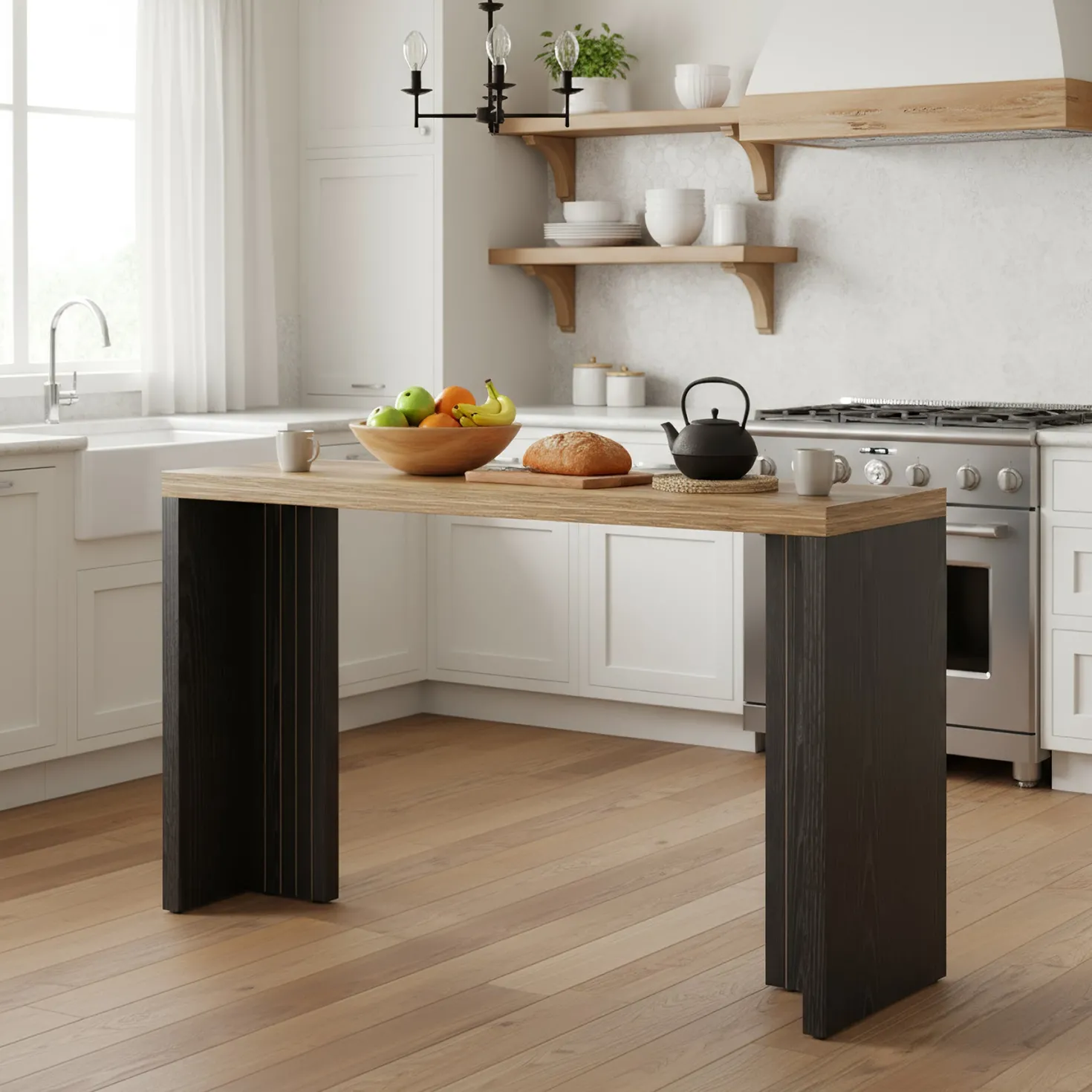 55" Counter Height Bar Unit with Faux Marble Top, Rectangular Home Pub Table