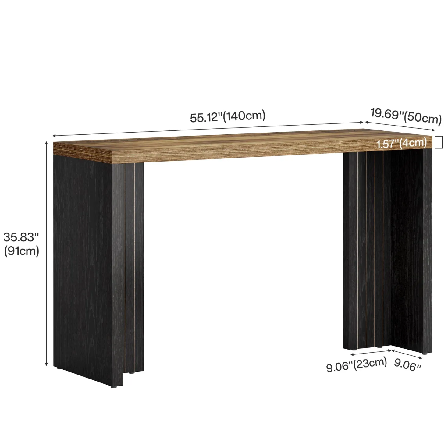 55" Counter Height Bar Unit with Faux Marble Top, Rectangular Home Pub Table