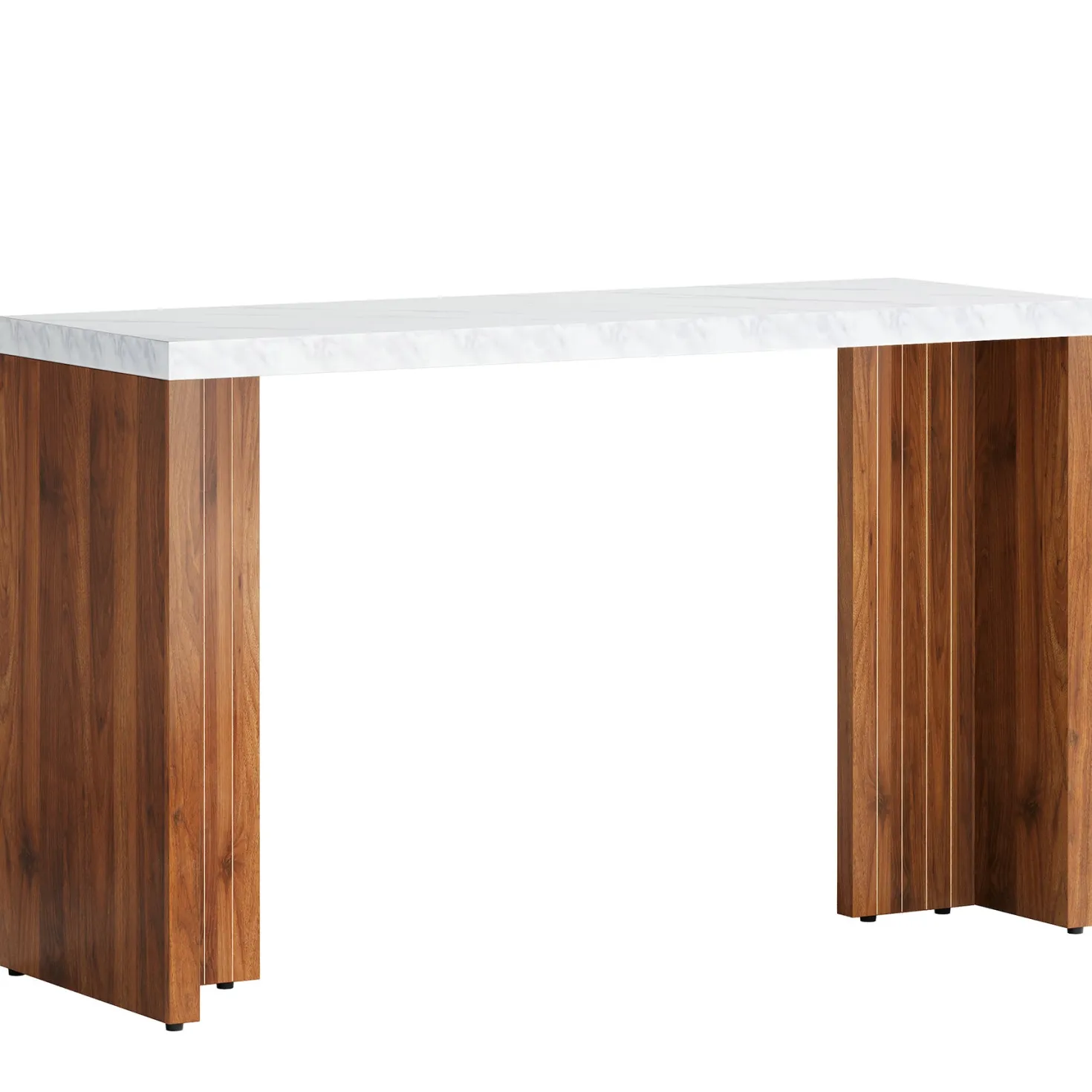 55" Counter Height Bar Unit with Faux Marble Top, Rectangular Home Pub Table