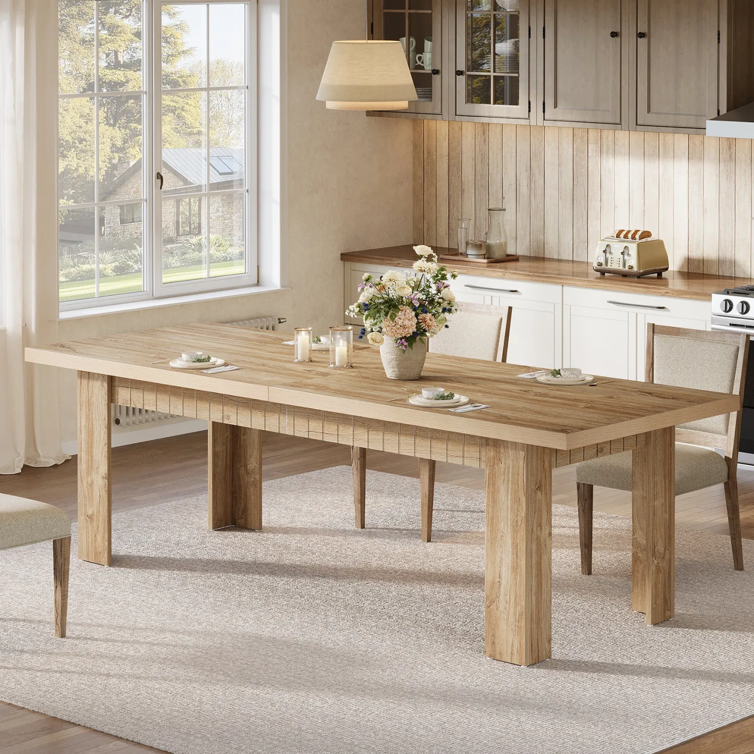 79" Dining Table for 6-8 People, Rectangular Kitchen Table for Dining Room