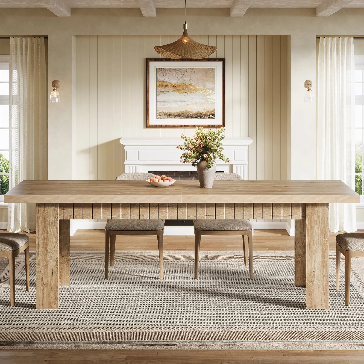 79" Dining Table for 6-8 People, Rectangular Kitchen Table for Dining Room