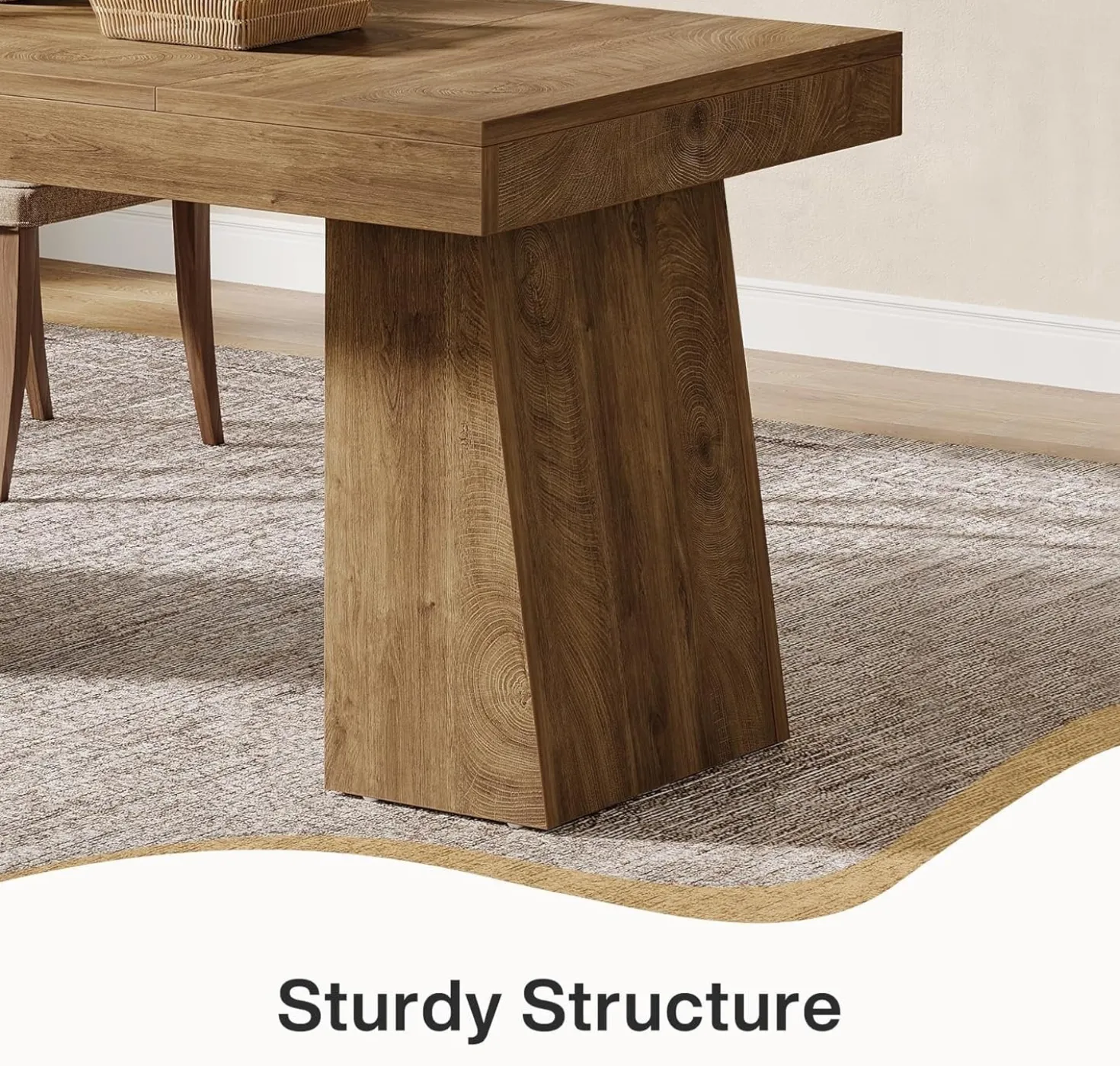 55" Dining Table for 4-6, Rectangular Kitchen Dinner Tables with Sturdy Legs