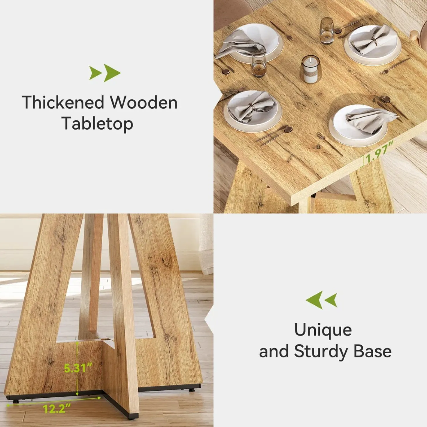 31.5" Dining Table, Square Kitchen Dinner Table for 2-4 People