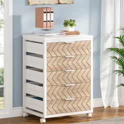 5/7 Drawer File Cabinet, Mobile Drawer Chest Storage Dresser Cabinet