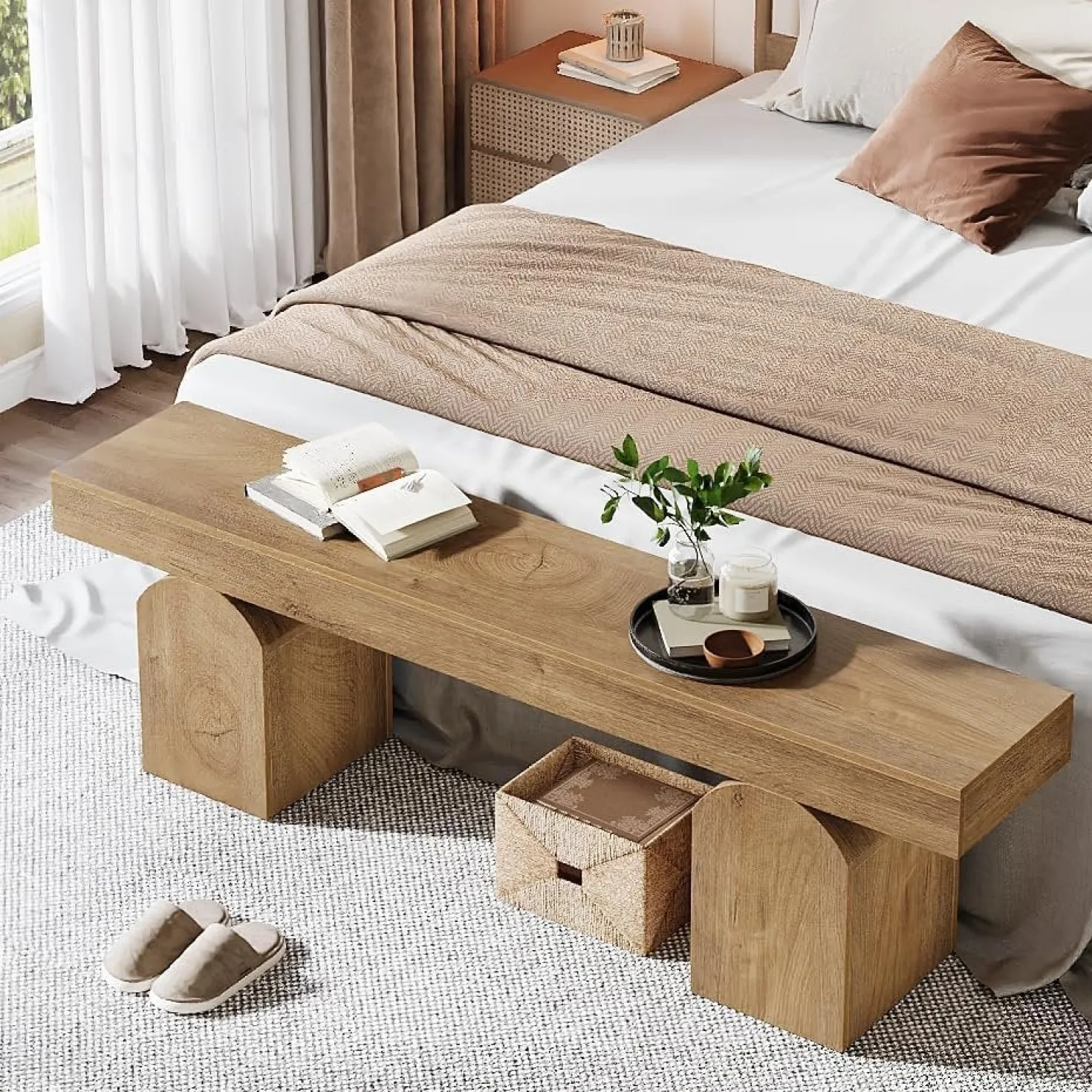 59" End of Bed Bench, Modern Bedroom Bench Window Bench